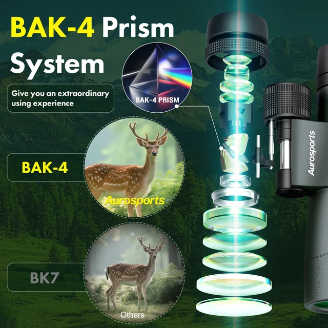 Alt view image 3 of 7 - 15x52 Waterproof Binoculars for Adults Hunting Binoculars Green IPX7 Nitrogen-Filled, HD Optical System, BAK4 Prism, FMC, Low Light Vision, Bird Watching, Cruise, Travel, Stargazing