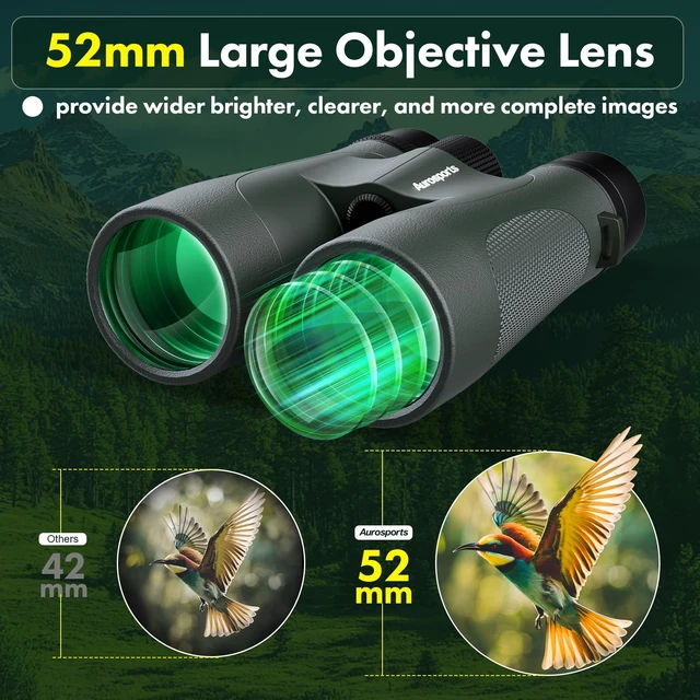 Alt view image 4 of 7 - 15x52 Waterproof Binoculars for Adults Hunting Binoculars Green IPX7 Nitrogen-Filled, HD Optical System, BAK4 Prism, FMC, Low Light Vision, Bird Watching, Cruise, Travel, Stargazing