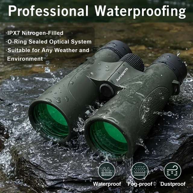 Alt view image 2 of 7 - 15x52 Waterproof Binoculars for Adults Hunting Binoculars Green IPX7 Nitrogen-Filled, HD Optical System, BAK4 Prism, FMC, Low Light Vision, Bird Watching, Cruise, Travel, Stargazing