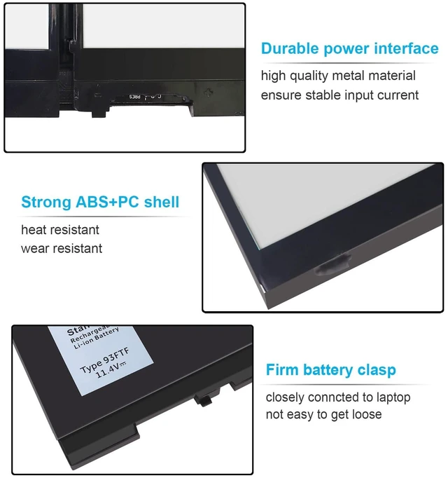 Alt view image 3 of 6 - 51Wh Type 93FTF Battery for Dell Latitude 5580 5480 5280 5590 5490 5491 5290 5288 5488 5495 5591 E5580 E5480 E5280 E5590 E5490 E5290 E5591 E5491 Precision 15 3520 3530 D4CMT 83XPC 4YFVG 451-BBZT 11.4V