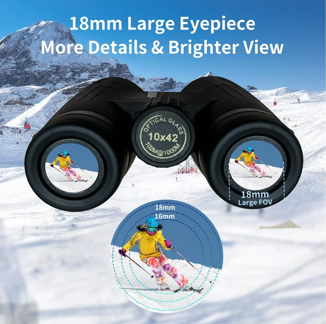 Alt view image 3 of 7 - 10x42 HD Binoculars for Adults High Powered, BAK-4 Prism FMC Lens Professional, Large View Binoculars with Clear Low Light Vision for Bird Watching Hunting Hiking Travel Cruise