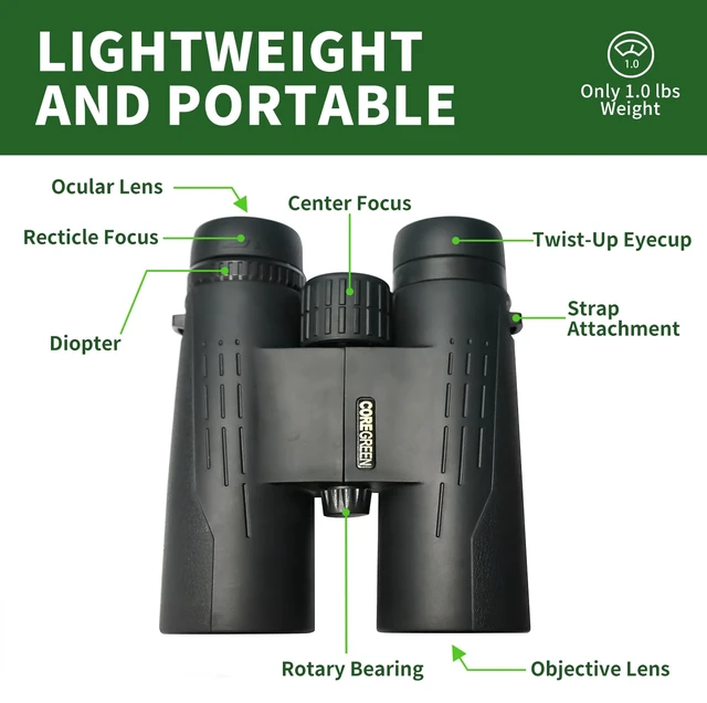 Alt view image 4 of 7 - 10x42 HD Binoculars for Adults High Powered, BAK-4 Prism FMC Lens Professional, Large View Binoculars with Clear Low Light Vision for Bird Watching Hunting Hiking Travel Cruise