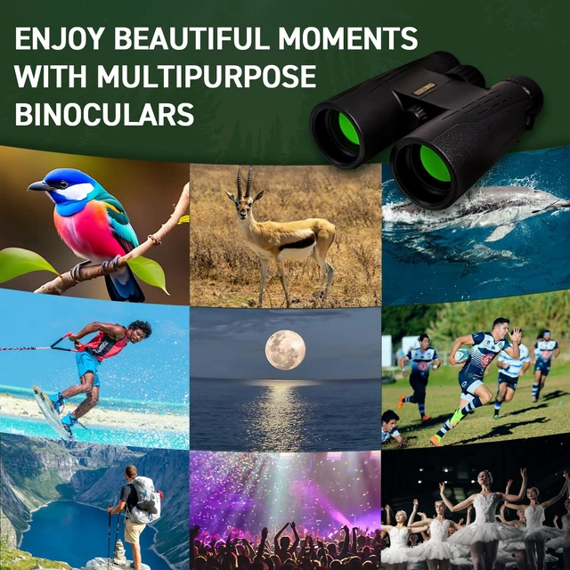 Alt view image 6 of 7 - 10x42 HD Binoculars for Adults High Powered, BAK-4 Prism FMC Lens Professional, Large View Binoculars with Clear Low Light Vision for Bird Watching Hunting Hiking Travel Cruise