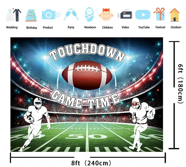 Alt view image 6 of 7 - Football Backdrop for Photography Touch Down Football Party Background 8x6ft Sport Themed Party Decorations Banner, Football Baby Shower Birthday Photo Booth Props
