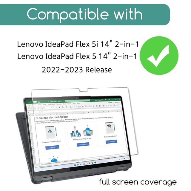 Alt view image 2 of 7 - 2 Pack Anti Glare Screen Protector & Keyboard Cover for Lenovo Ideapad Flex 5 / Ideapad Flex 5i 14 2-in-1 Touchscreen Laptop,14 inchAnti Fingerprint (Matte) Shield and Fiex 5 14 Keyboard Cover