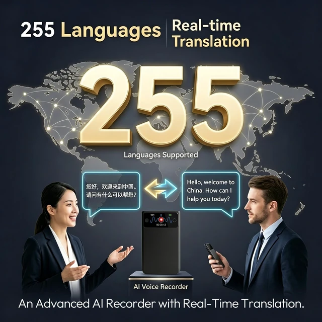Alt view image 6 of 7 - AI Voice Recorder Real-Time Translator 255 Langs, 64GB Features Photo & Simultaneous Interpreter. AI Transcription, Summary & Mind Map. Note Taker for Meetings, Lectures, etc