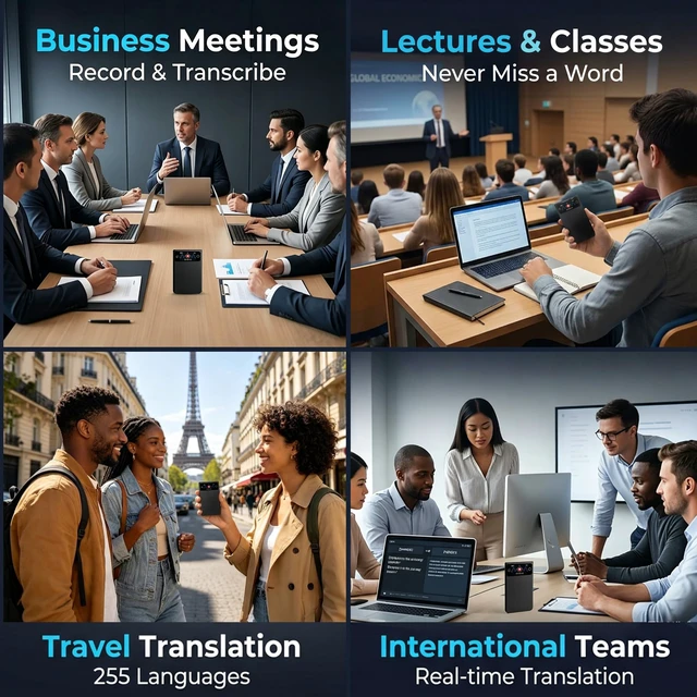 Alt view image 5 of 7 - AI Voice Recorder Real-Time Translator 255 Langs, 64GB Features Photo & Simultaneous Interpreter. AI Transcription, Summary & Mind Map. Note Taker for Meetings, Lectures, etc