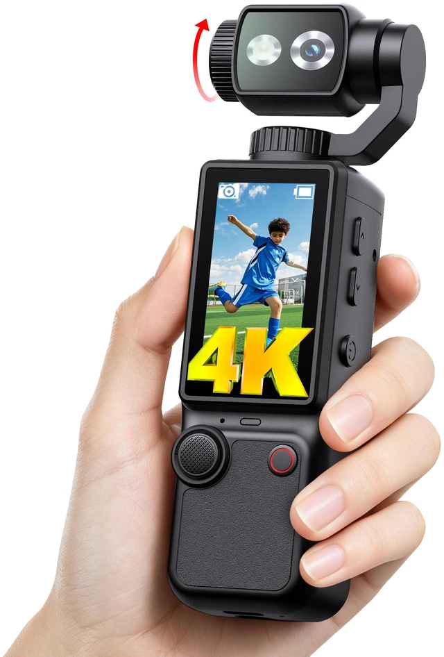 Main image of 4K Vlogging Camera with 180°Rotating Lens, Portable Handheld Video Camera 16X Zoom Pocket Digital Camcorder with Clear Mic, 2.0 Screen,32GB Card,Tripod,2000mAh Battery for Travel&Youtube Tiktok