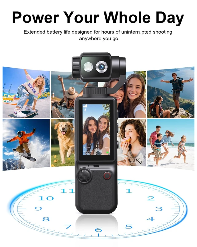 Alt view image 7 of 7 - 4K Vlogging Camera with 180°Rotating Lens, Portable Handheld Video Camera 16X Zoom Pocket Digital Camcorder with Clear Mic, 2.0 Screen,32GB Card,Tripod,2000mAh Battery for Travel&Youtube Tiktok