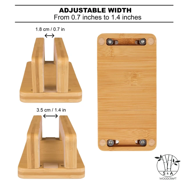 Alt view image 4 of 7 - Bamboo Wood Vertical Laptop Stand, Adjustable Wooden Laptop Holder, Non-Slip Laptop Dock Compatible with Apple MacBook, Microsoft Surface, Gaming Laptops, IPad, Tablets