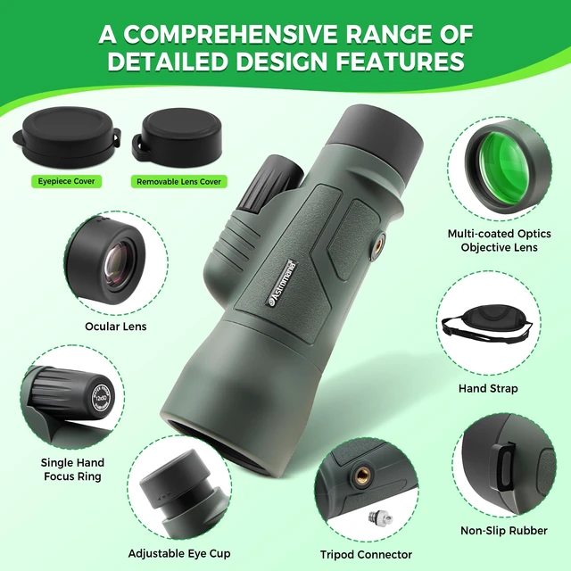 Alt view image 5 of 7 - Monocular Telescope 12x50 BAK4 High Powered Monoculars for Adult Compact Portable Waterproof Monocular with Hand Strap, Lightweight Handheld Pocket Telescope, Bird Watching Hunting Camping