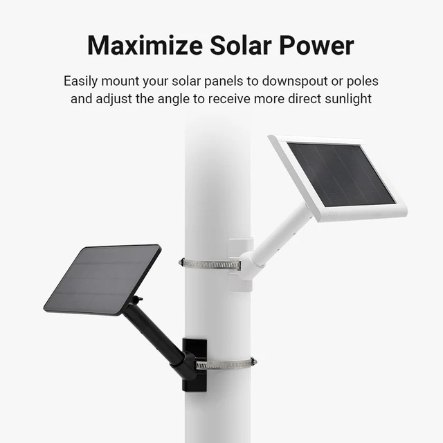 Alt view image 2 of 6 - Solar Panel Pole Mount, Black Universal 1/4-20 threaded bracket, fits 1.5-12 diameter poles, compatible with Ring/Eufy/Arlo/Wyze solar panels & more