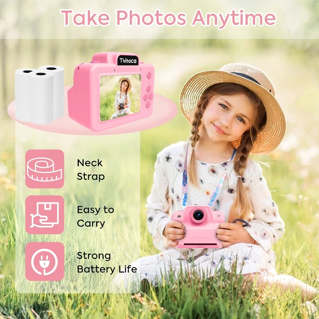 Alt view image 4 of 6 - Kids Camera Instant Print Camera for Kids, Toddler Instant Camera for 3 4 5 6 7 8 9 10 Year Old Girls Christmas Birthday Gifts, Portable Kid Child Digital Travel Camera Toy for Girl Boy Age 3-12
