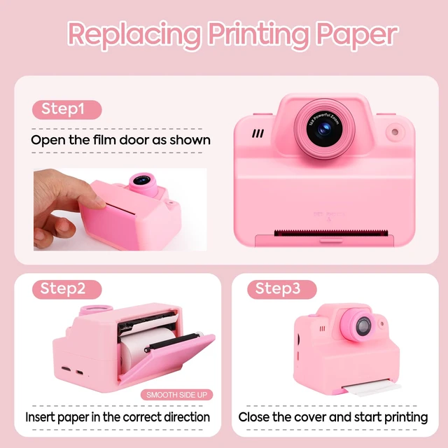 Alt view image 6 of 6 - Kids Camera Instant Print Camera for Kids, Toddler Instant Camera for 3 4 5 6 7 8 9 10 Year Old Girls Christmas Birthday Gifts, Portable Kid Child Digital Travel Camera Toy for Girl Boy Age 3-12