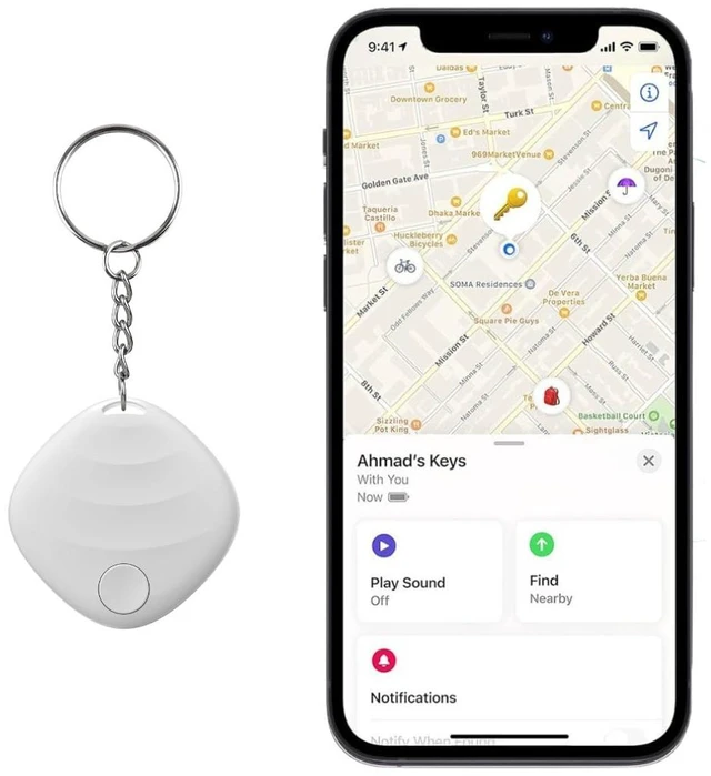 Main image of Key Finder and Locator (4 Pack), Key Tracker Tag, Apple MFi Certified, Works with Apple Find My App (iOS Only), Item Finder for Keys, Car Keys, Keychain, Wallet, Luggage, Pets and Backpacks