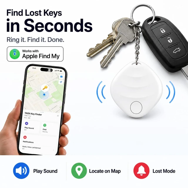 Alt view image 4 of 7 - Key Finder and Locator (4 Pack), Key Tracker Tag, Apple MFi Certified, Works with Apple Find My App (iOS Only), Item Finder for Keys, Car Keys, Keychain, Wallet, Luggage, Pets and Backpacks