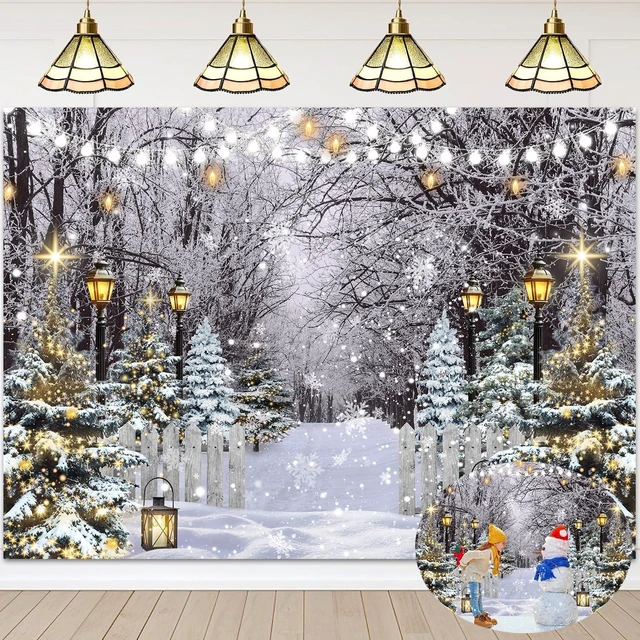 Main image of Winter Wonderland Photography Backdrop 8x6FT Winter Snowflake Christmas Tree Forest Scene Background Snowy Xmas Party Decorations Supplies Photo Props
