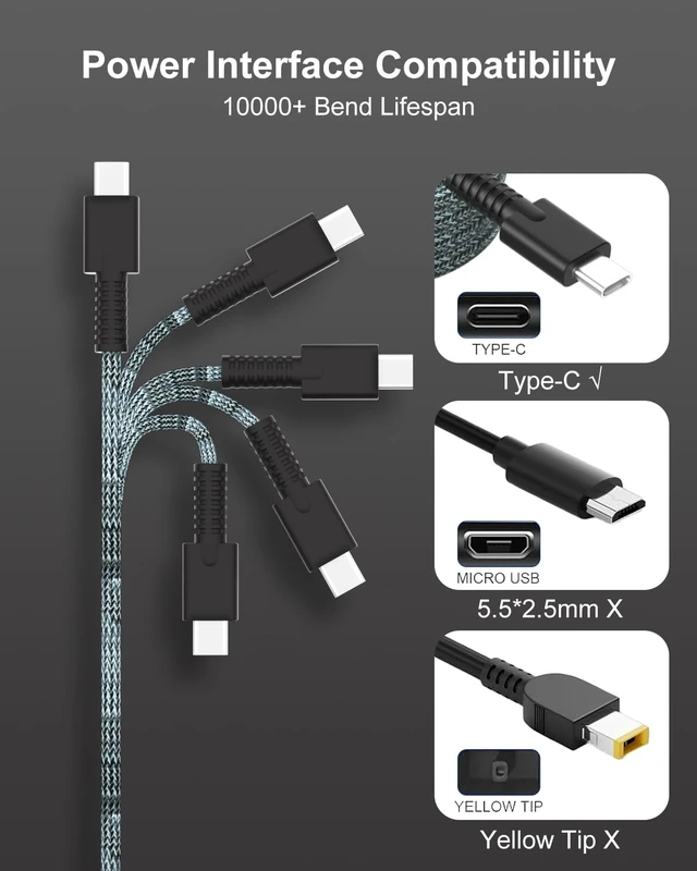 Alt view image 6 of 7 - 65W Laptop Charger USB C Compatible with HP OmniBook X Flip 16 case For OmniBook X Flip 16" 14" 17.3 inch Accessories OmniBook 5/5 Flip/OmniBook 7/7 Flip/7 Aero/OmniBook 3 Gen Adapter Cord