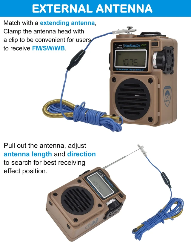 Alt view image 7 of 7 - Radio, Bluetooth Speaker Support MicroSD Card, FM MW WB Shortwave Receiver with NOAA Alerts and Sleep Timer, Rechargeable Retro Digital Radios with Backlit and Alarm for Camping HRD701