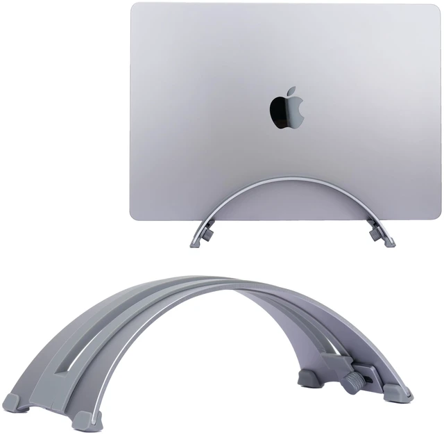 Main image of Adjustable Vertical Laptop Stand - 6061 Aluminum, CNC Precision, Anodized Finish, Fits All Laptops Including 17-inch, Ventilated Design, Anti-Slip Silicone Pads, ARC Shaped Stands