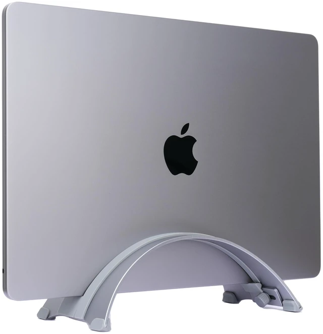 Alt view image 2 of 7 - Adjustable Vertical Laptop Stand - 6061 Aluminum, CNC Precision, Anodized Finish, Fits All Laptops Including 17-inch, Ventilated Design, Anti-Slip Silicone Pads, ARC Shaped Stands