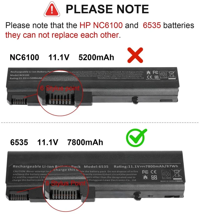 Alt view image 2 of 7 - 9Cell Extended 7800mAh Battery for HP EliteBook 8440P 6930P 8440W / ProBook 6550B 6455B / Compaq 6730B 6735B 6700B 6500B 6535B 6530B, fits P/N 482962-001 HSTNN-UB69 KU531AA