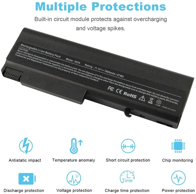 Alt view image 5 of 7 - 9Cell Extended 7800mAh Battery for HP EliteBook 8440P 6930P 8440W / ProBook 6550B 6455B / Compaq 6730B 6735B 6700B 6500B 6535B 6530B, fits P/N 482962-001 HSTNN-UB69 KU531AA