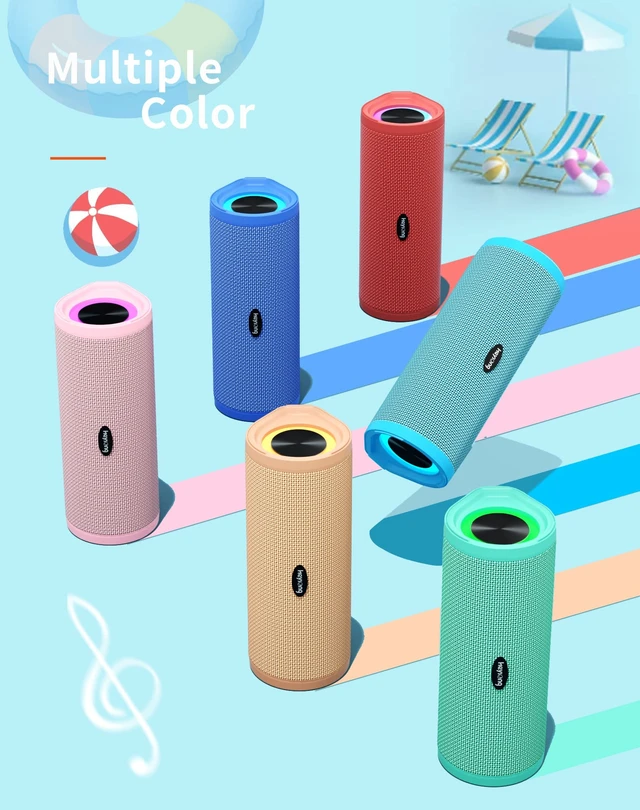 Alt view image 7 of 7 - Portable Bluetooth Speaker, Waterproof Wireless Shower Speakers with Good Bass, IPX7 Floating, 5000mAh, TF Card, Loud Sound for Beach, Pool, Kayak Accessories, Gifts for Women, Girl-Sky Blue