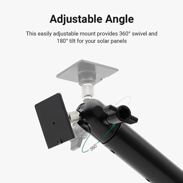 Alt view image 4 of 6 - Solar Panel Pole Mount, Black Universal 1/4-20 threaded bracket, fits 1.5-12 diameter poles, compatible with Ring/Eufy/Arlo/Wyze solar panels & more
