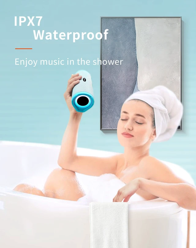 Alt view image 2 of 7 - Portable Bluetooth Speaker, Waterproof Wireless Shower Speakers with Good Bass, IPX7 Floating, 5000mAh, TF Card, Loud Sound for Beach, Pool, Kayak Accessories, Gifts for Women, Girl-Sky Blue