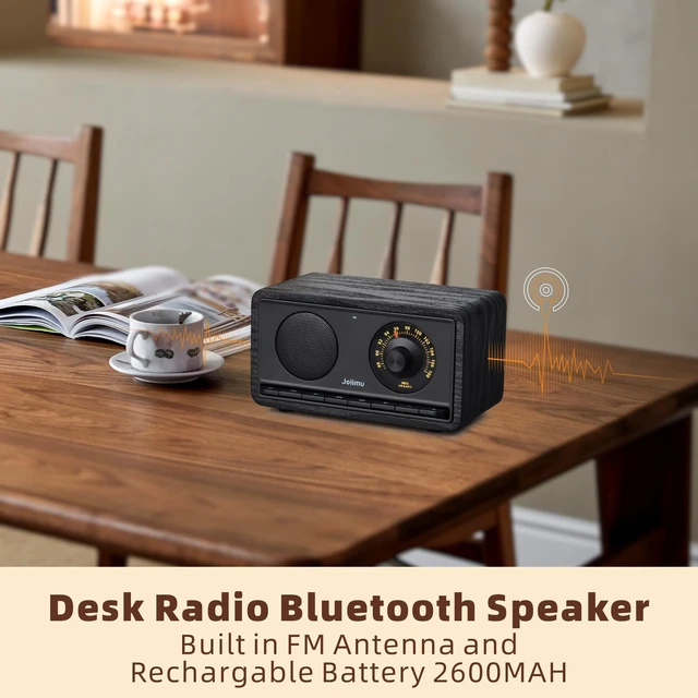 Alt view image 3 of 7 - Vintage FM Radio Bluetooth Speaker for Home Kittchen Office Decor Excellent Sound, Good Reception, Compact size, Retro Bluetooth Radio, Build in 2600Mah rechargeable battery
