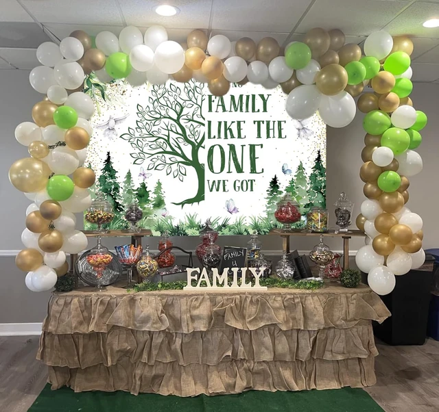 Alt view image 3 of 7 - Family Reunion Banner Backdrop 8x6FT Green Family Tree Reunion Decorations Welcome to Our Family Members Photography Background Welcome Family Gathering Banner Supplies Photo Props