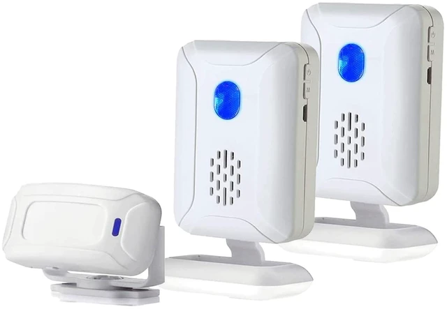 Main image of Wireless PIR Motion Sensor Detector Home Store Welcome Buzzer Monitor Commercial Door Entry Security Alert for Business Mailbox, Caregiver Reminder for Elderly (1 Sensor & 2 Doorbell)