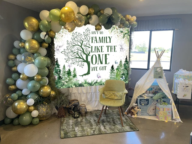 Alt view image 5 of 7 - Family Reunion Banner Backdrop 8x6FT Green Family Tree Reunion Decorations Welcome to Our Family Members Photography Background Welcome Family Gathering Banner Supplies Photo Props