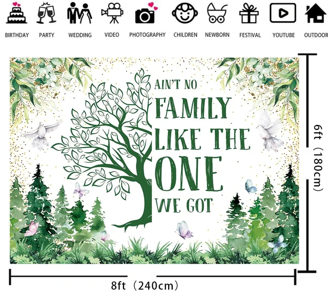 Alt view image 6 of 7 - Family Reunion Banner Backdrop 8x6FT Green Family Tree Reunion Decorations Welcome to Our Family Members Photography Background Welcome Family Gathering Banner Supplies Photo Props