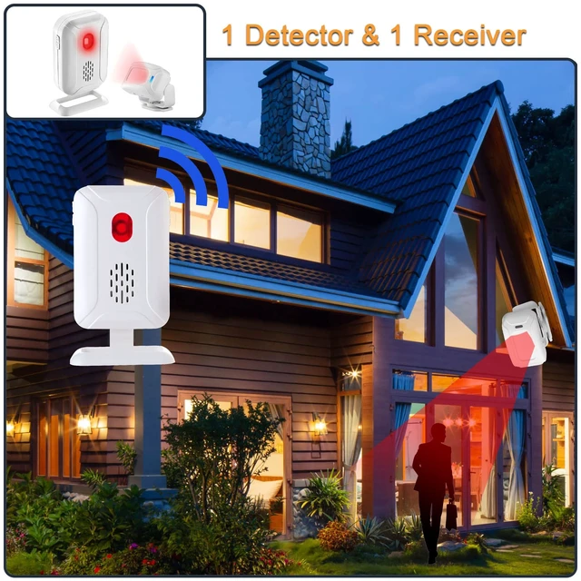 Alt view image 2 of 7 - Wireless PIR Motion Sensor Detector Home Store Welcome Buzzer Monitor Commercial Door Entry Security Alert for Business Mailbox, Caregiver Reminder for Elderly (1 Sensor & 2 Doorbell)