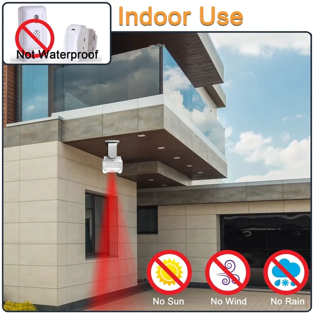 Alt view image 4 of 7 - Wireless PIR Motion Sensor Detector Home Store Welcome Buzzer Monitor Commercial Door Entry Security Alert for Business Mailbox, Caregiver Reminder for Elderly (1 Sensor & 2 Doorbell)