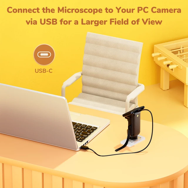Alt view image 7 of 7 - LM013 Digital Microscope for Adults Portable, Kids Handheld Microscope Camera with 2.8" Screen, Coins Magnifier with 8 LED, PC View, 32GB