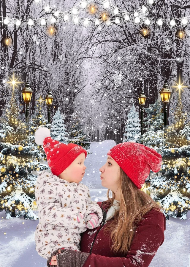 Alt view image 4 of 7 - Winter Wonderland Backdrop 6x8FT Winter Snowflake Christmas Tree Forest Scene Photography Background Snowy Xmas Party Decorations Supplies Photo Props