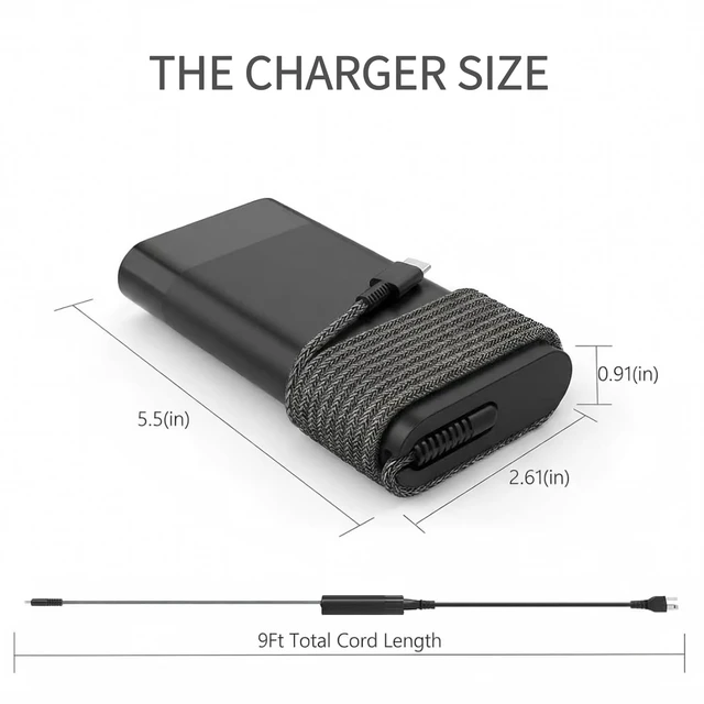 Alt view image 4 of 7 - 100W USBC Charger Compatible with HP EliteBook 8 800 6 X Flip For EliteBook 8 6 G1i G1a G2i G2a 14 16, 840 850 865 G8 G9 G10 G11, X G1i G1a G2i G2q 14, X Flip G2i 14 Laptop Power Adapter