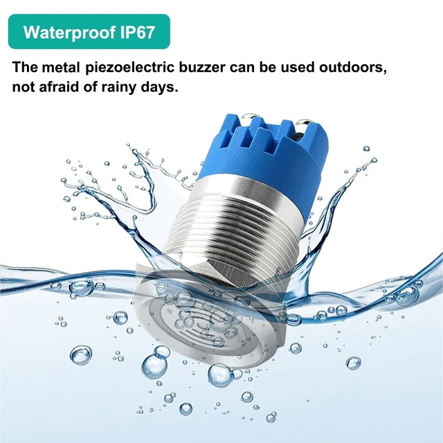 Alt view image 5 of 6 - 2PCS DC24V 19mm Electronic Stainless Steel Active Piezo Buzzer Waterproof IP67 Continuous Sounder 110dB Metal Buzzer Alarm with Red Flash Indicator