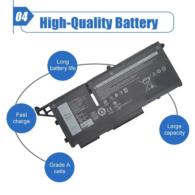 Alt view image 5 of 6 - 293F1 11.25V 41Wh Laptop Battery Compatible with Dell Latitude 5330 5430 5530 7430 7530 / Latitude 5330 2-in-1 P133G P134G Series 8H6WD 01VX5 404T8 51R71 8P81K