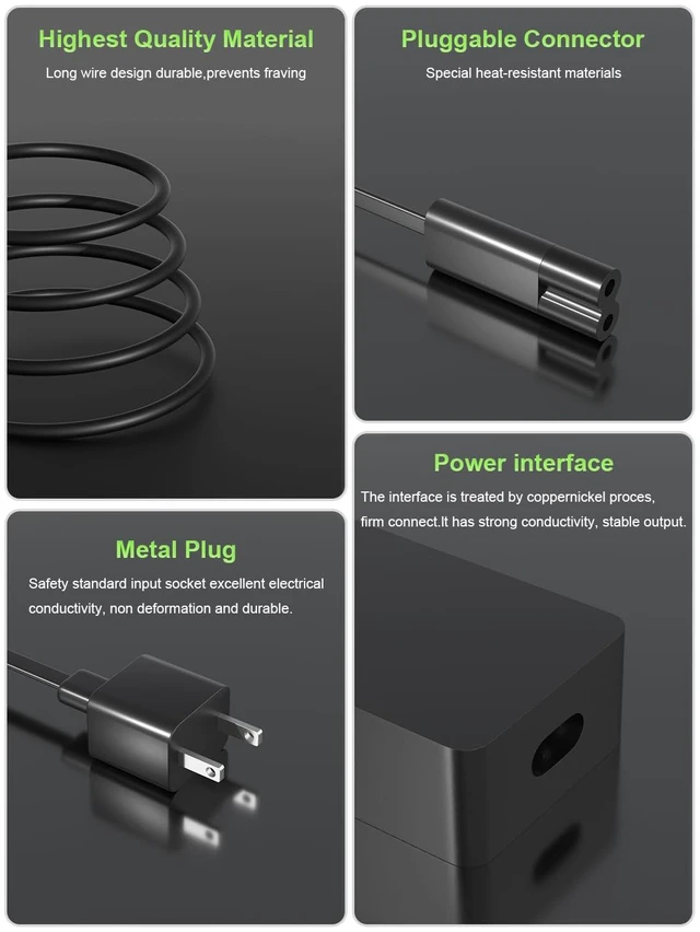 Alt view image 6 of 7 - 127W 102W Charger Compatible with Microsoft Surface Laptop Studio/Go 1 2 3 Book 3 2 1/Surface Laptop 7 6 5 4 3 2 1 Surface Pro 10 9 8 7 7+ 6 5 4 3 X Windows Charging Adapter