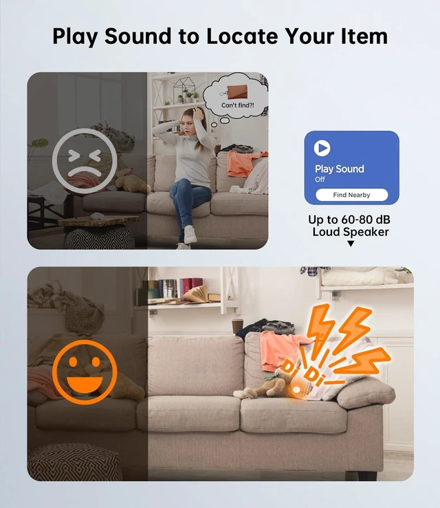 Alt view image 6 of 7 - Air Tracker Tags Compatible with iOS & Google Find My (4-Pack) Bluetooth Smart Tracking Tag with Loud 80dB Alarm, Replaceable Battery, GPS Tracker for Key, Bag, Passport, Luggage