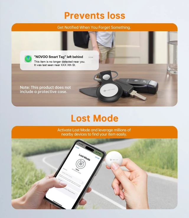 Alt view image 4 of 7 - Air Tracker Tags Compatible with iOS & Google Find My (4-Pack) Bluetooth Smart Tracking Tag with Loud 80dB Alarm, Replaceable Battery, GPS Tracker for Key, Bag, Passport, Luggage