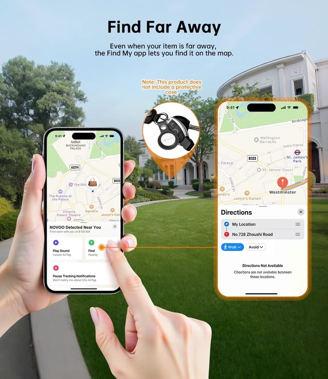 Alt view image 5 of 7 - Air Tracker Tags Compatible with iOS & Google Find My (4-Pack) Bluetooth Smart Tracking Tag with Loud 80dB Alarm, Replaceable Battery, GPS Tracker for Key, Bag, Passport, Luggage