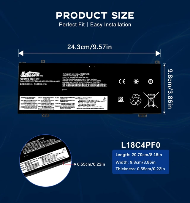 Alt view image 3 of 7 - L18C4PF0 Battery 45Wh 4-Cell, Replacement for Lenovo ThinkBook 13s-IWL 20R9 13s-IML 20RR 14s-IWL 20RM 14s-IML 20RS Series, Compatible with SB10W67202 5B10W67334 5B10S73501 L18M4PF0 SB10W67259