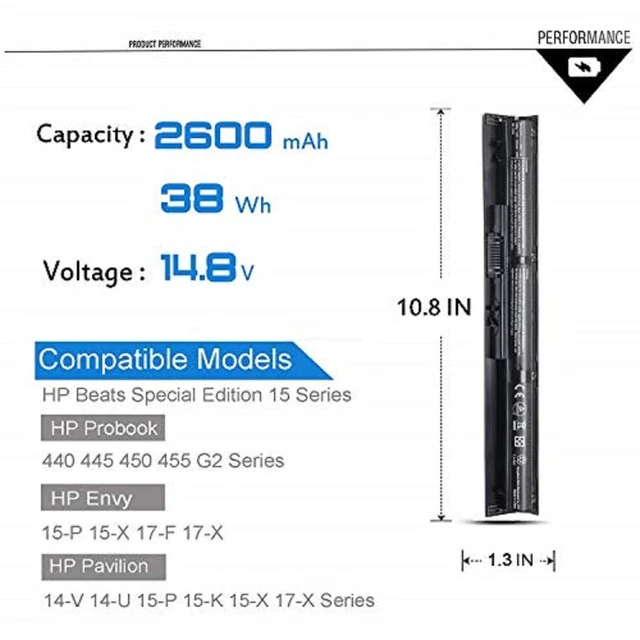 Alt view image 2 of 6 - V104 Battery for HP Pavilion Beats Special Edition 15-P 15-p390nr 15-p030nr VI04 756480-541 756743-001 for 15Z-P 17-P 17-F 15-p390nr 15-p030nr 15-p008au p016au p099no15-p071nr 15-k020us