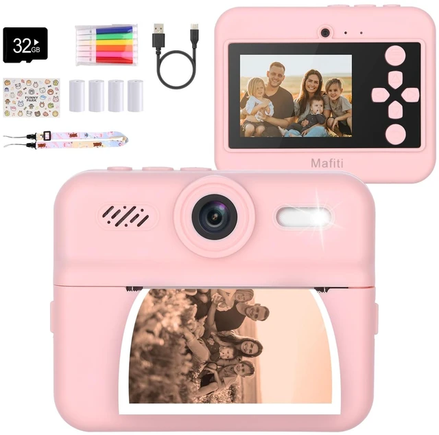 Main image of Kids Camera Instant Print, 48MP Digital Camera Selfie 1080P Video with 32G TF Card, Toys Gifts for Girls Boys Aged 3-12 for Christmas/Birthday/Holiday (Pink)