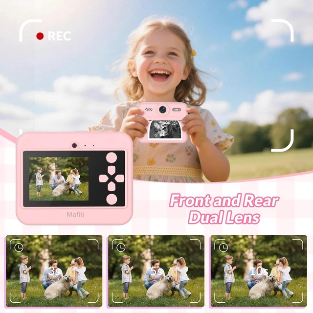 Alt view image 3 of 7 - Kids Camera Instant Print, 48MP Digital Camera Selfie 1080P Video with 32G TF Card, Toys Gifts for Girls Boys Aged 3-12 for Christmas/Birthday/Holiday (Pink)